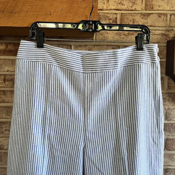 NWT: TALBOTS Blue White Linen Blend Wide Leg Crop Pants‎ 12 (K348) - Picture 7 of 11